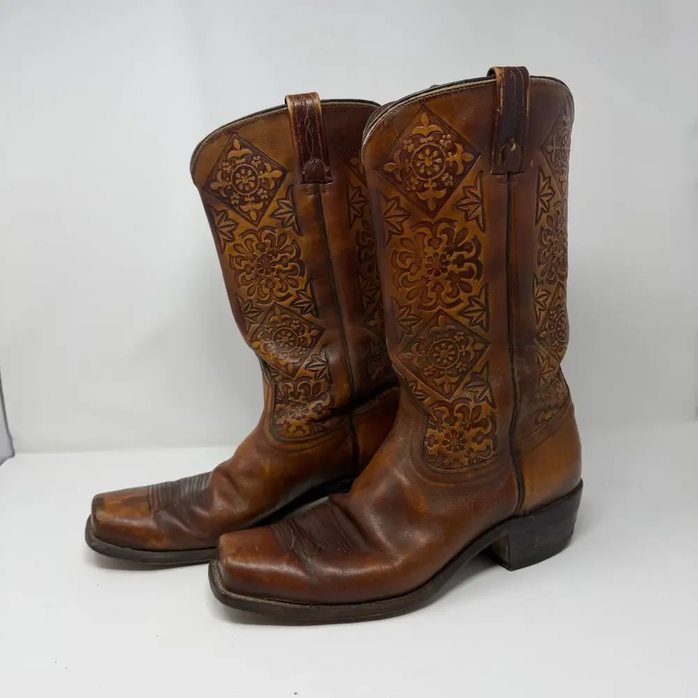 Dan Post Tooled Leather Cowboy Boots Men's10D USA
